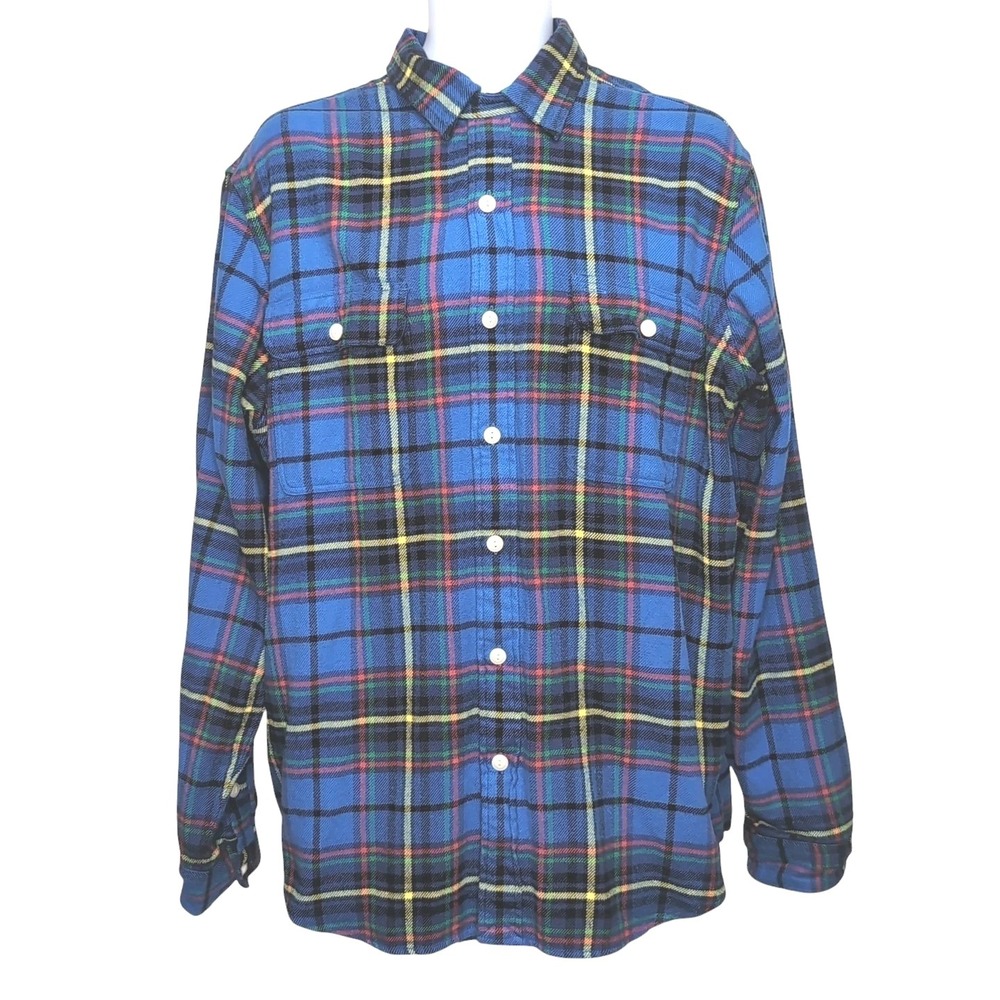 Polo Ralph Lauren Flannel Shirt Mens XL Blue Red Yellow Plaid Classic Fit